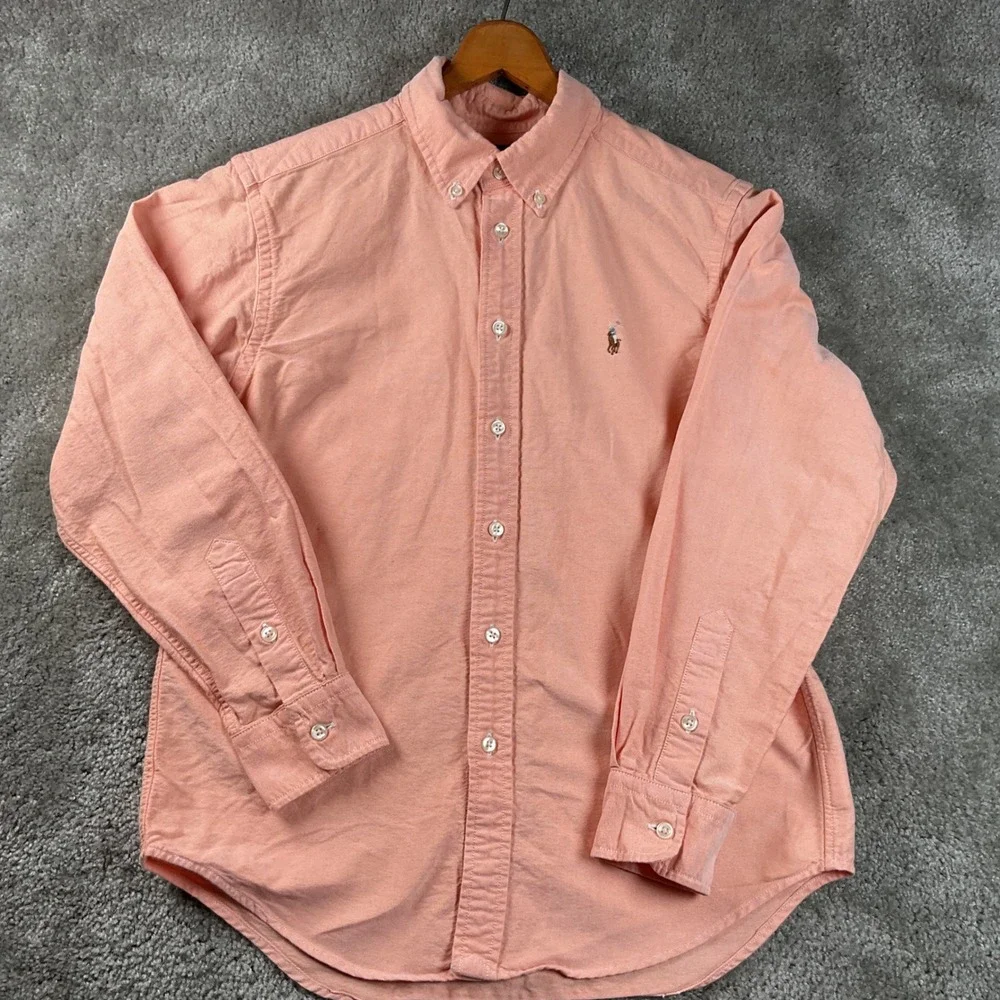 Ralph Lauren Button Down Kids 14 Pink Excellent Oxford Long Sleeve Pony Logo
